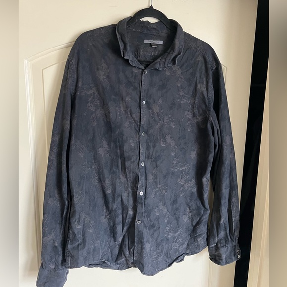 John Varvatos Jacquard Black Floral Shirt Size L MSRP:$298 - Picture 2 of 4